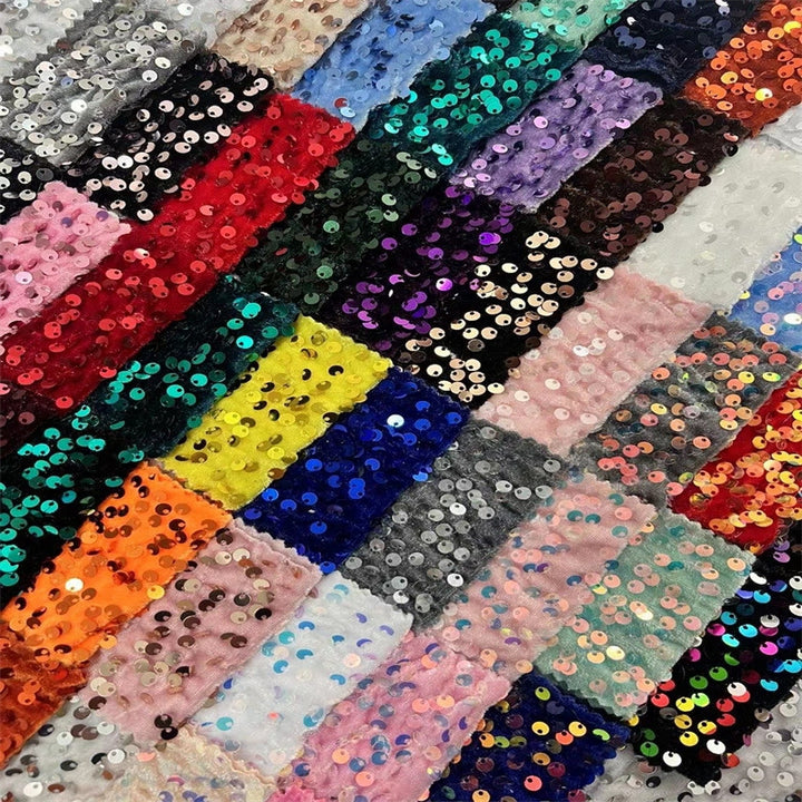 Shiny Velvet Fabric with Sequins For Party And Stage