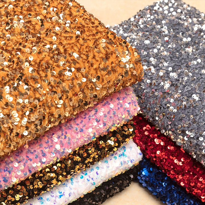 Shiny Velvet Fabric with Sequins For Party And Stage