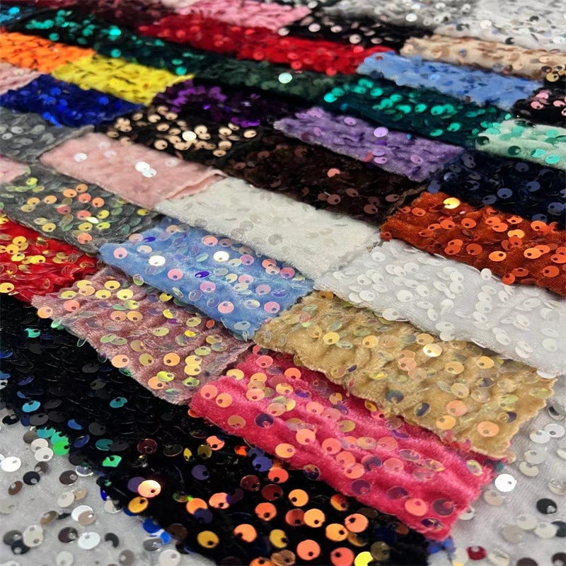 Shiny Velvet Fabric with Sequins For Party And Stage