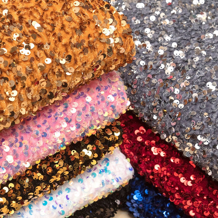 Shiny Velvet Fabric with Sequins For Party And Stage